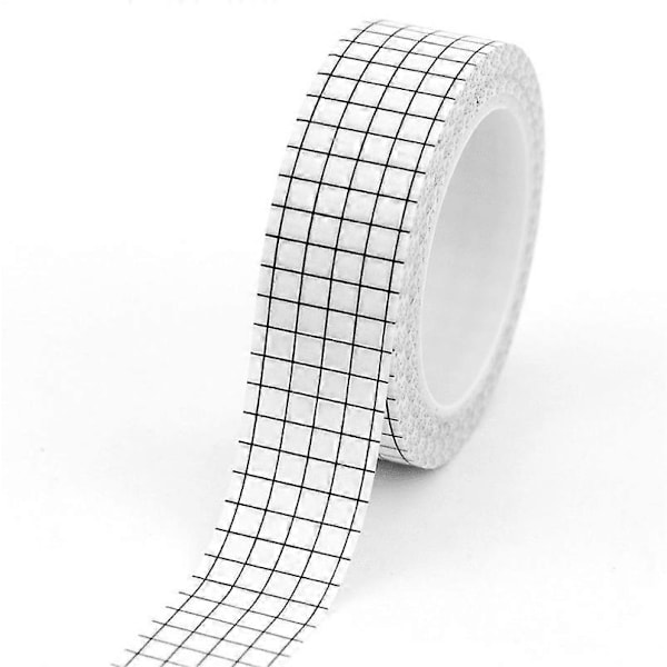 10 rullar rutigt washi-tejp set självhäftande papper maskeringstejper bredd klibbig papperstejp för DIY scrapbooking hantverk dekor etiketter konst bokdesign