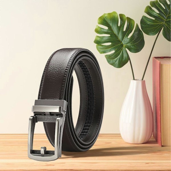 Herr Faux Läderbälte Mikro Automatiskt Spänne Spärrbälte Reptåligt Bälte Modeaccessoarer Brown 110cm