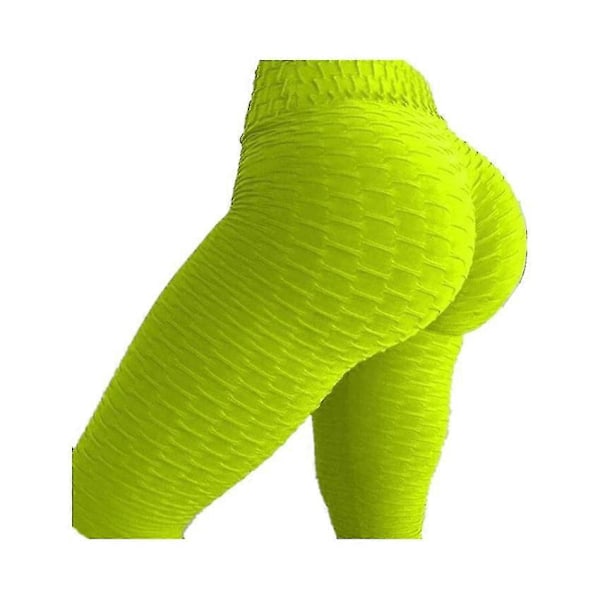 Buttlyftande Anti Cellulit Leggings för Kvinnor Högmidjade Yogabyxor Yellow XS