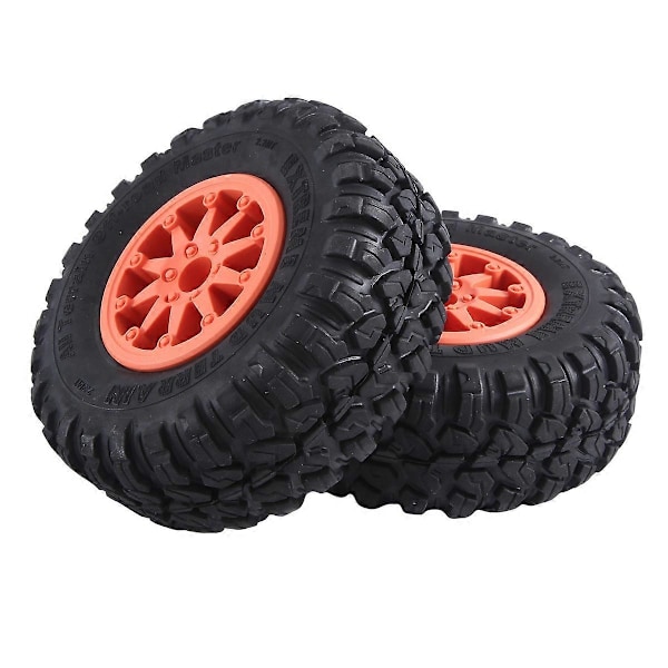 4 st 118X44mm 2.2 Tum Gummidäck & Beadlock Fälg i Plast för 1:10 RC Rock Crawler Axial SCX10 RR10 RC Bil, Orange