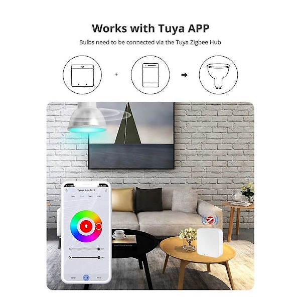Tuya Zigbee Smart LED Pære RGBCW Dæmpbar Spotbelysning