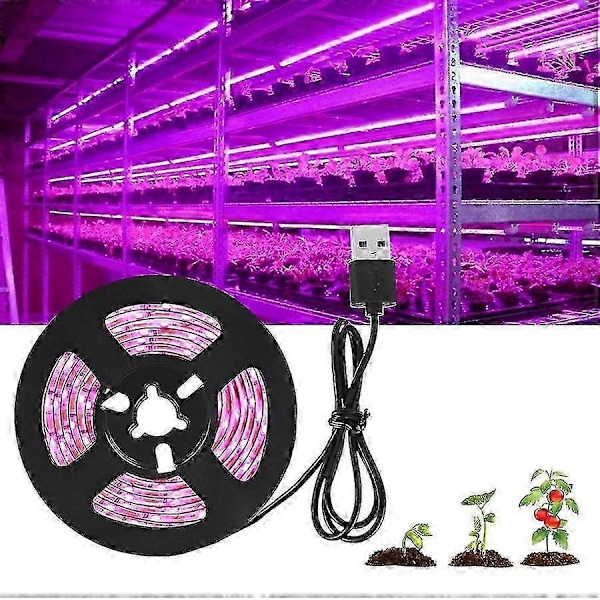 DC 5V USB LED Växtlampa Fullt Spektrum 0.5-3m Växtlampa LED Strip Phyto Lampa För Grönsaker Blommor Ling Växttält Box 100cm IP20 Not Waterproof