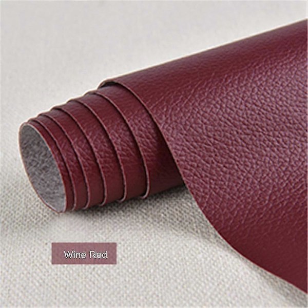 Självhäftande läder för soffreparation, möbelbordsstolsdekal, sitsväska, skoreparation Wine red 25x30cm