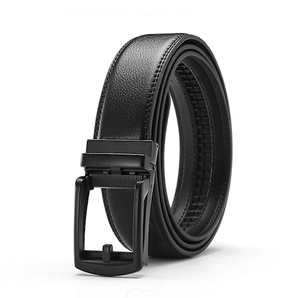 Herr Faux Läderbälte Mikro Automatiskt Spänne Spärrbälte Reptåligt Bälte Modeaccessoarer Black 110cm