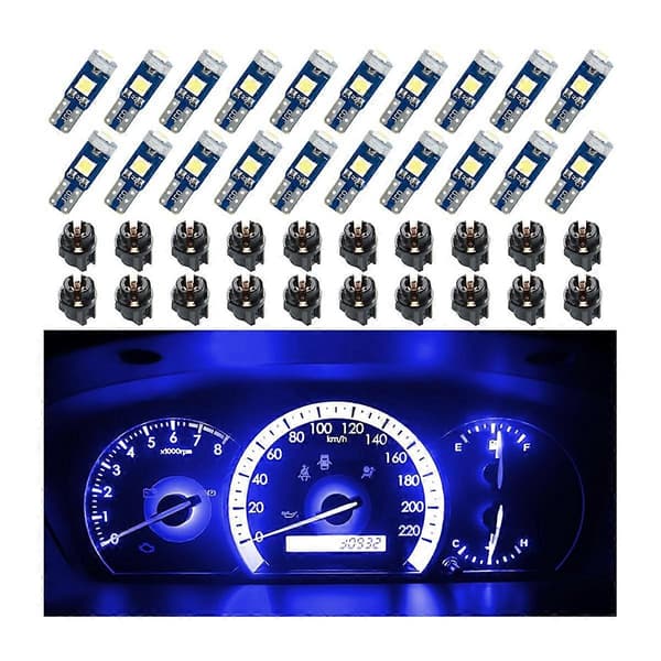 20 stk. T5 LED-lys til bilinstrumentpanelindikator, 3030-3SMD-Blå
