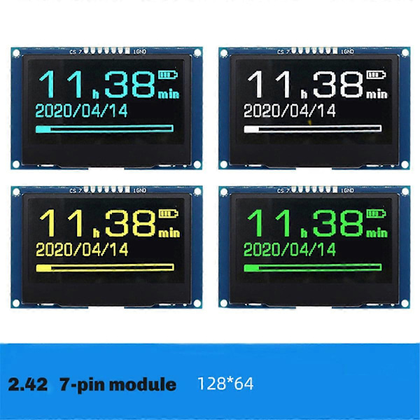 2.42-tums OLED-skärmmodul 128x64, högupplöst LCD-skärm grön