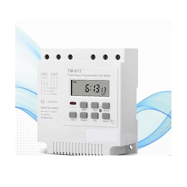 Trefas 380v 415v Timer Programmerbar Strömbrytare Med Bakgrundsbelysning