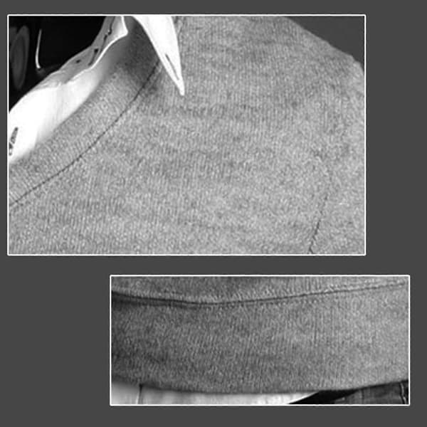 Herre Ensfarvet V-hals Striktrøje Pullover Light Gray XL