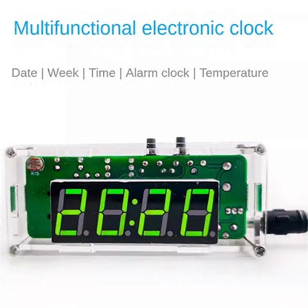 4-siffrig Digital DIY Klock-kit, Väckarklocka Lödningsövningskit, A