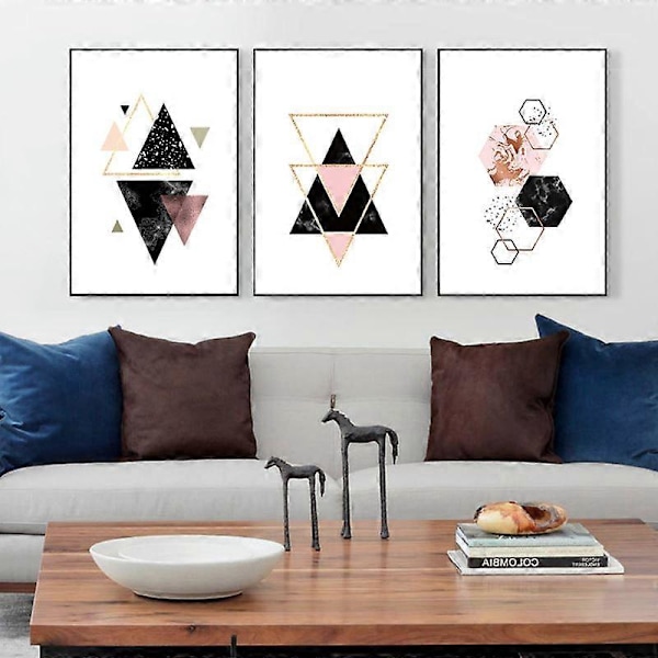 3 st Nordisk Geometrisk Väggkonst Canvas Målning (Oramad) 21cm x 30cm