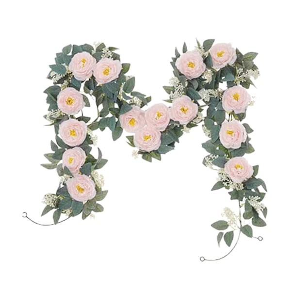 1 stk./2 stk. kunstig blomsterranke 2 m rosenbladranke guirlande med 8 kameliablomster simuleret kameliablomststreng til fest bryllup væg Light Pink 2pcs