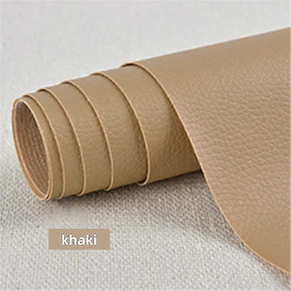 Självhäftande läder för soffreparation, möbelbordsstolsdekal, sitsväska, skoreparation Khaki 50x137cm