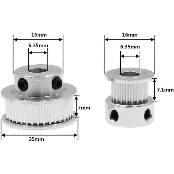 2 Set GT2 Synkront Hjulkit för 3D-skrivare CNC Mekanisk