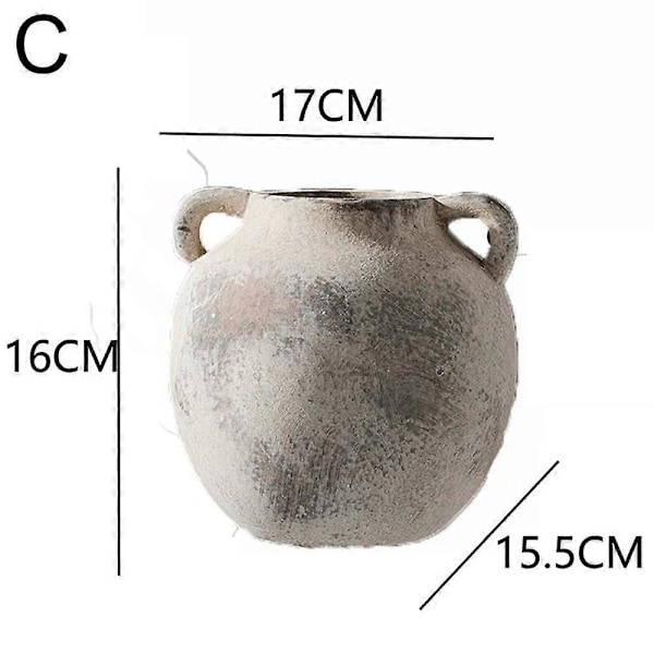 Rustiikkinen keraaminen maalaistalon kukka-astia kahdella kahvalla, terrakotta-astia, D Pottery SYC03D135
