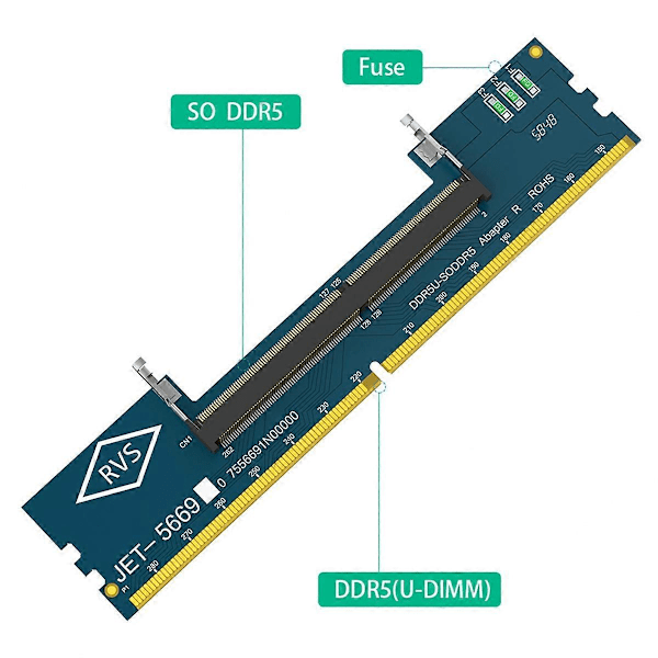 Adapterkort för bärbar DDR5-minne till DDR5-stationär minne