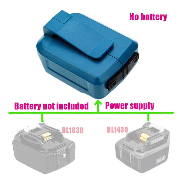 För 14.4V 18V Batteri BL1830 BL1430 USB Laddningsadapter