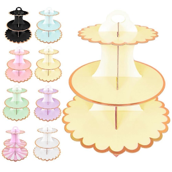 3-Vånings Cupcake Dessert Pappersställ Display Rack Födelsedag Bröllop Festtillbehör Rose Red Lace Edge