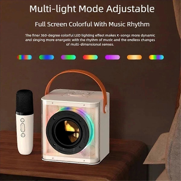Mini Karaoke Maskin Set Bluetooth Högtalare Färgglatt Ljus Surround A