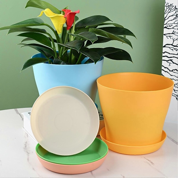 2 st Blomkruka med Fat Stor Öppning PP Dräneringshål Växtbehållare för Balkong Yellow XS