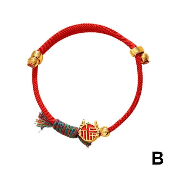 2025 Livets år Rött Rep Armband FU Hänge Lyckoarmband B