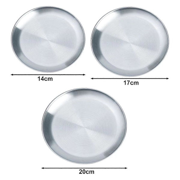 JiKaiX Ruostumattomasta teräksestä valmistetut ruokalautaset Pyöreät paksunnetut salaattilautaset Koti Keittiö BBQ Salaatin tarjoilulautanen Pöytäastiat Silver 17cm