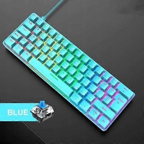 60% RGB LED Mekaniskt Tangentbord För Blåa Spelare