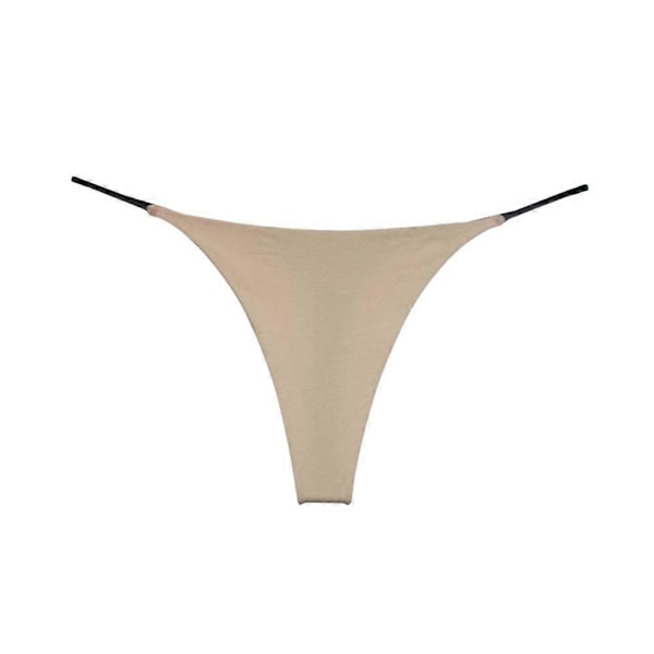Dubbellager Tanga Låg Midja Slim Underkläder Bikini Bomullsunderkläder för Kvinnor KhakiS