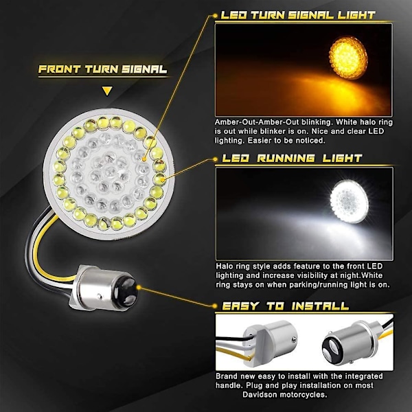 4 st Rökfärgade främre blinkers LED-lampor Panel Motorcykel 1157 Insatskit för Road Street Glide