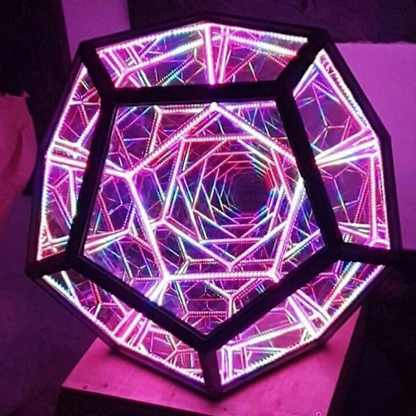 Cool Infinite Dodecahedron Nattlampa Färgad Konstlampa Skrivbordslampa Dekorationslampa Hem Skrivbord Dec