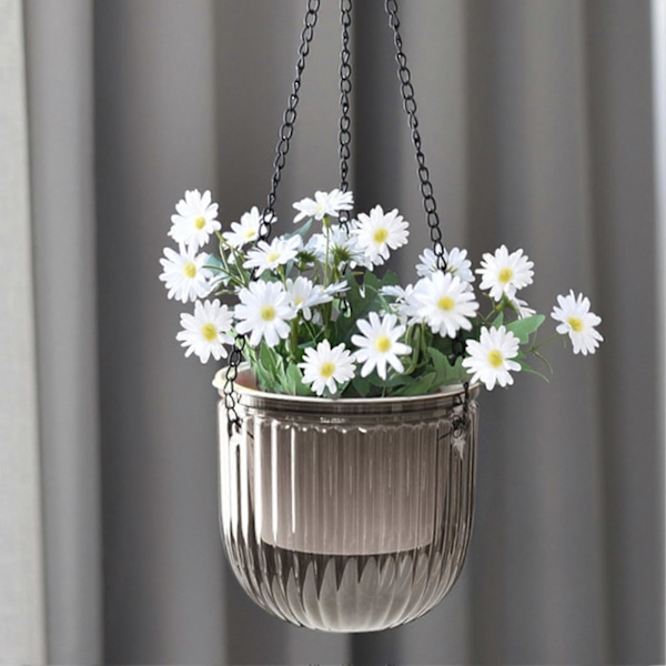 1 Set Självbevattnande Blomkruka med Synlig Vattennivå Hängande Planteringskruka Korg med Dräneringshål för Inomhus och Utomhusbruk Clear M