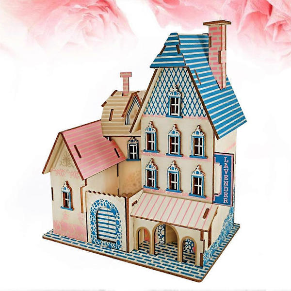 Paca Villa Palapeli Puinen DIY Kokoamis 3D Palapeli Lelu Opettavainen Jigsaw Lelu Lapsille