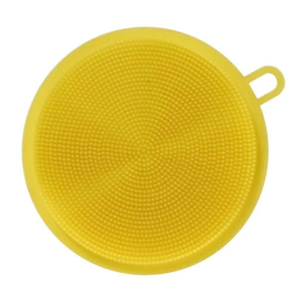 Kreativ Multifunktionell Magisk Silikon Disk Universal Skål Rengöringsborste Skursvamp - Gul