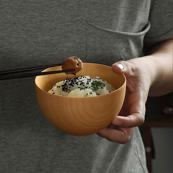 Riisiastia, helppo puhdistaa, lämmönkestävä, japanilaistyylinen, suuri tarjoilukulho keittiöön Wooden Color S