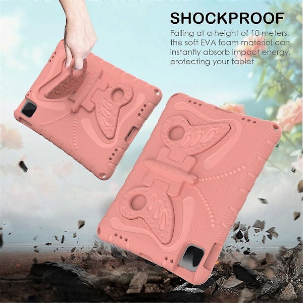 Børnetablet Cover til Pro 11 tommer 2024 Stødsikkert Cover Skal Stativ Etuier EVA Stativ Etui Pink