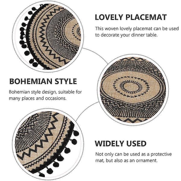 2 stk. boheme varmeisolerende coasters, runde vævede coasters, varmeisolerede underlag