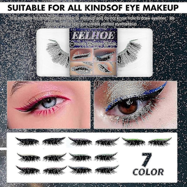 Eelhoe Ögonfransar Eyeliner Självhäftande Falska Ögonfransar Mjuka Naturliga Lockiga Tjocka Falska Ögonfransar Eyeliner