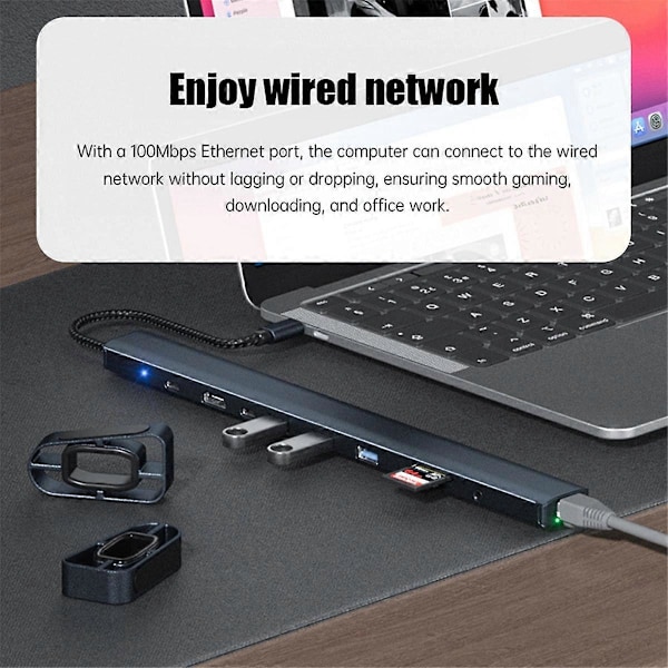 10 i 1 USB C Hub Multiport Adapter Portabel Dongel 4K PD