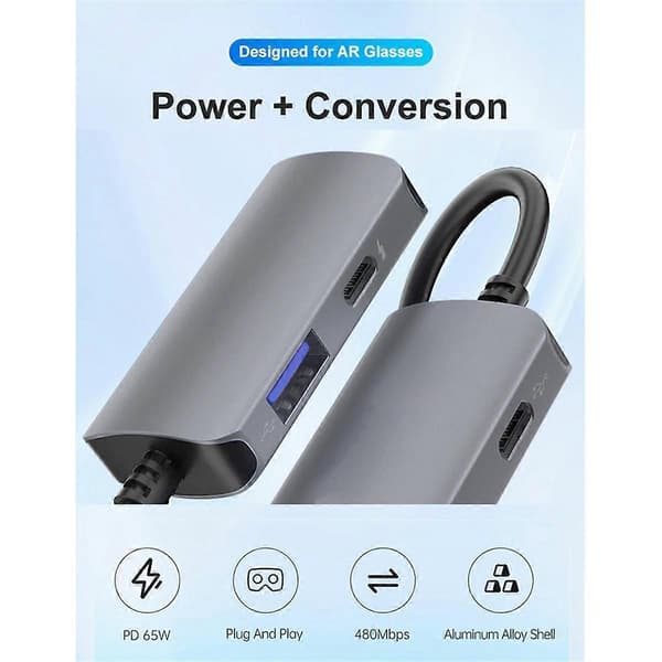 USB-C till Typ C-omvandlare för ,Switch,StemDeck, Air Plus, Vision AR Glas Strömomvandling