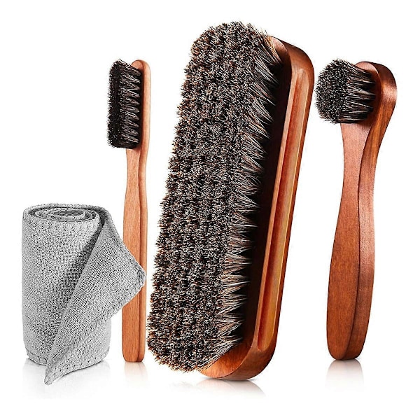 4 st Hästhår Glans Skoborste Kit Polish Dauber Applikatorer