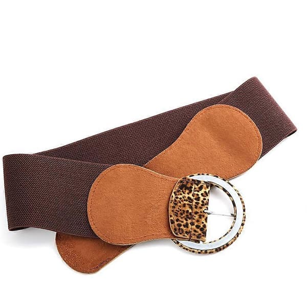 Elastisk bredt bælte imiteret læder leopardkorn bælte kjole stretch tykke taljebælter til kvinder damer
