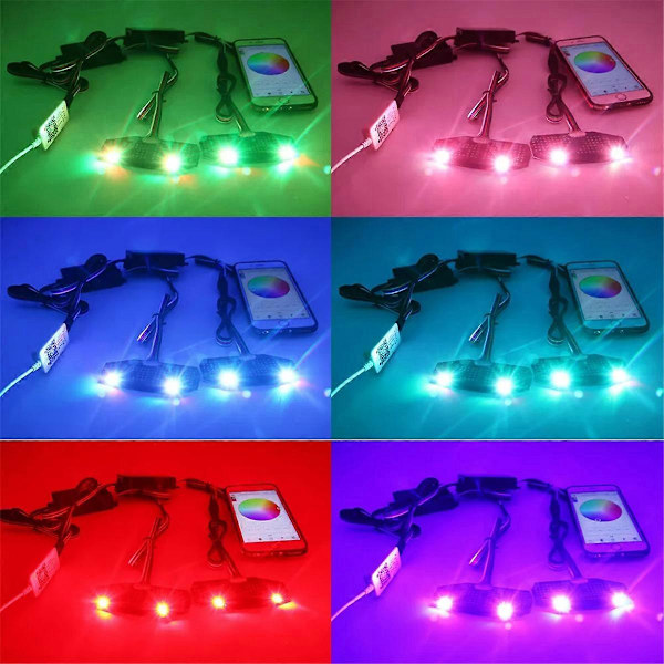 Bluetooth-styrd RGBW Flerfärgs LED DRL Board Light Kit