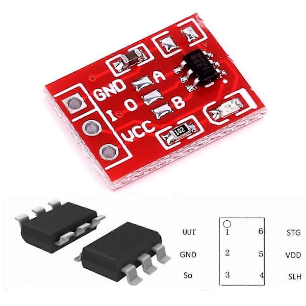 100st TTP223 Touch Key Switch Modul Kondensatortyp Enkelkanal