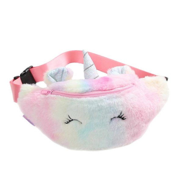 Dam Crossbody Magväska Barn Regnbåge Handväska Plysch Bältesväska Liten Bum Bag Justerbart Bälte