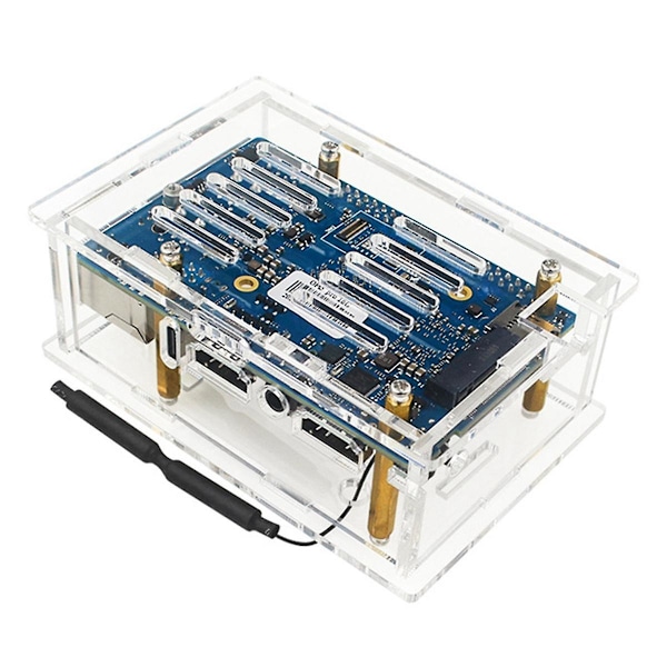 Akryylikotelo OrangePi 5Pro:lle, läpinäkyvä akryylikotelo OrangePi 5 Pro:lle jäähdytystuulettimella