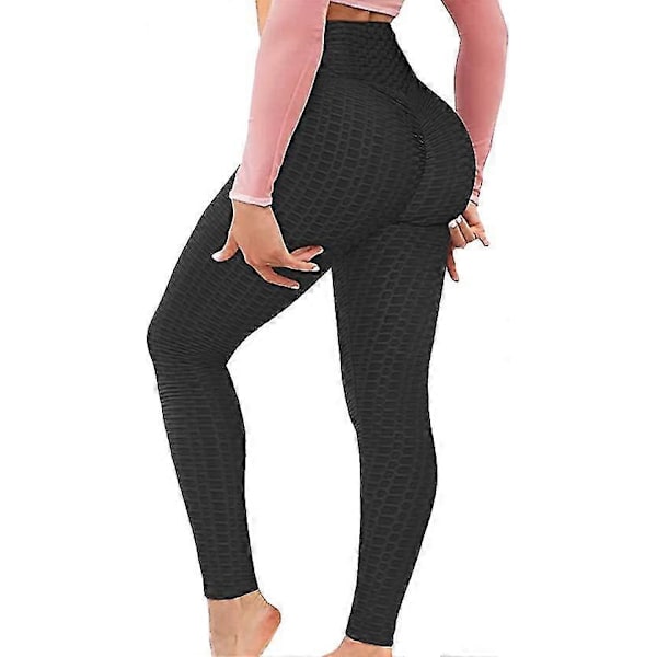 Buttlyftande Anti Cellulit Leggings för Kvinnor Högmidjade Yogabyxor Black XS