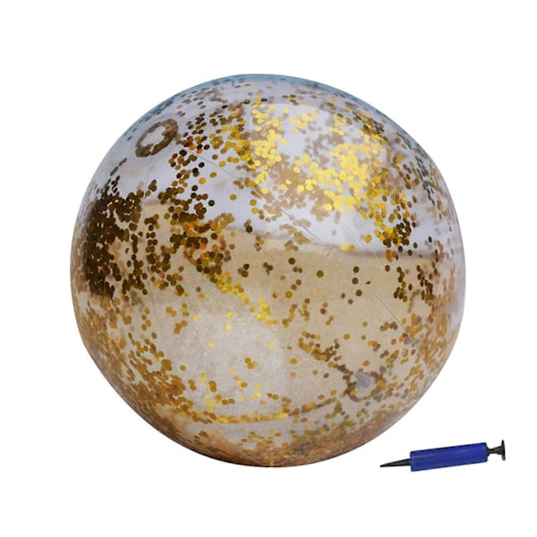 16/24 tommer Elastisk Oppustelig Bold Vandtæt PVC Behageligt Interaktivt Legetøj Skinnende Konfetti Bold til Sommer Golden 24Inch