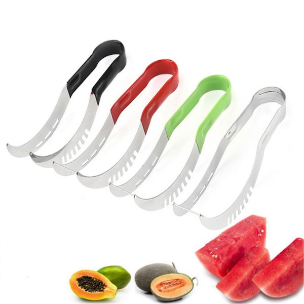 1/2 kpl Vesimelonileikkuri Ruostumattomasta teräksestä valmistettu terävä terä Hedelmäviipaloija Helppo puhdistaa Keittiöapulainen Cantaloupe- ja lohikäärmehedelmille Red 2pcs