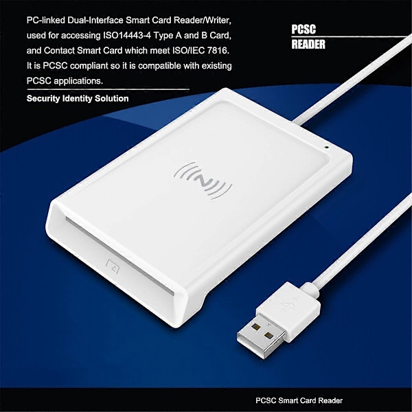 Kontakt + NFC 2-i-1 Smartkortläsare PC-ansluten Dual-Interface