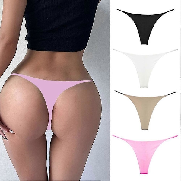 Dubbellager Tanga Låg Midja Slim Underkläder Bikini Bomullsunderkläder för Kvinnor WhiteL