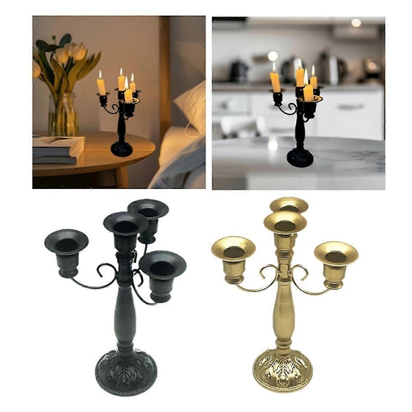 Multi-Arm Ljusstake Bröllopsdekoration Ljusstake Guld